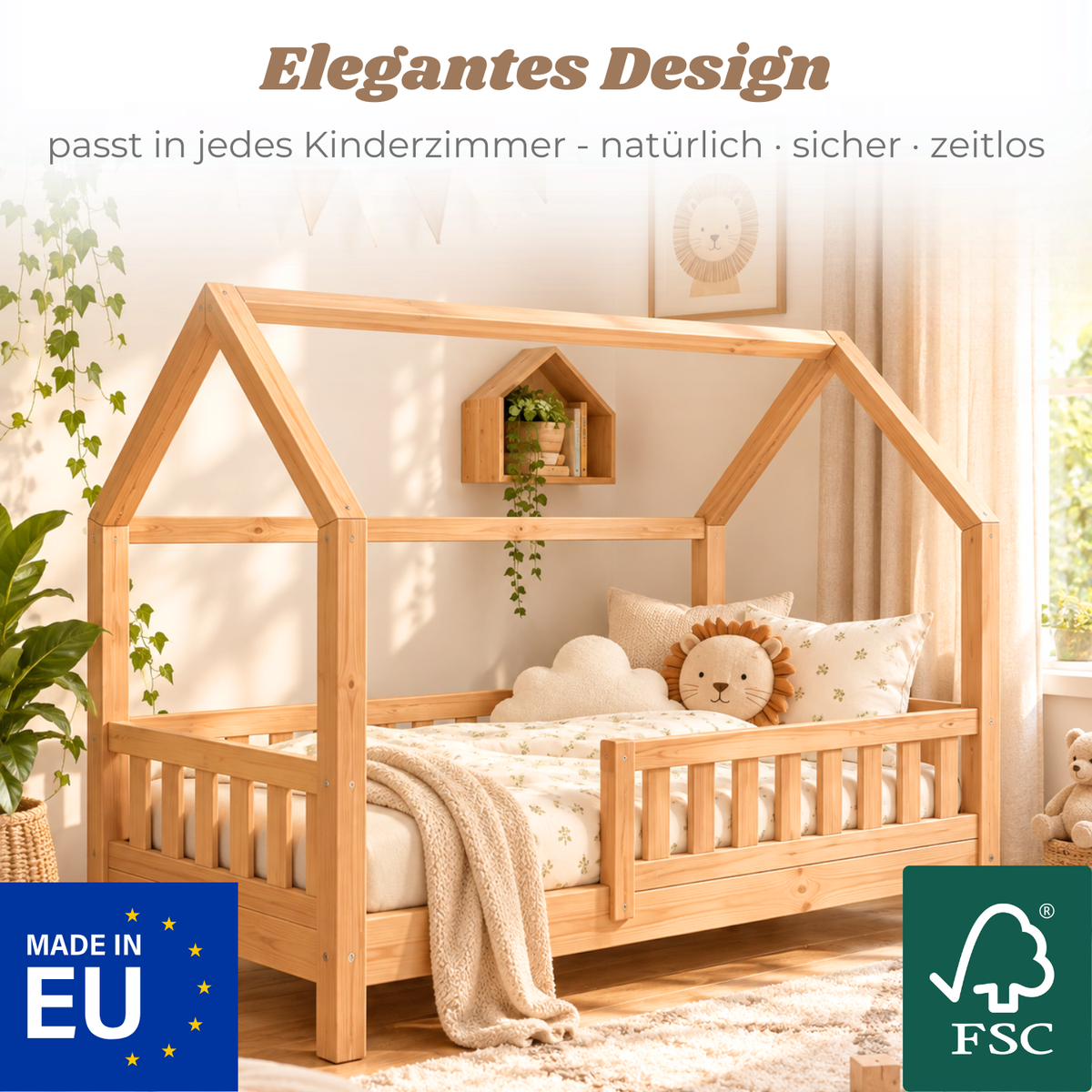 YappyTrygg JUNIOR - Hausbett 160×80 cm mit Rausfallschutz