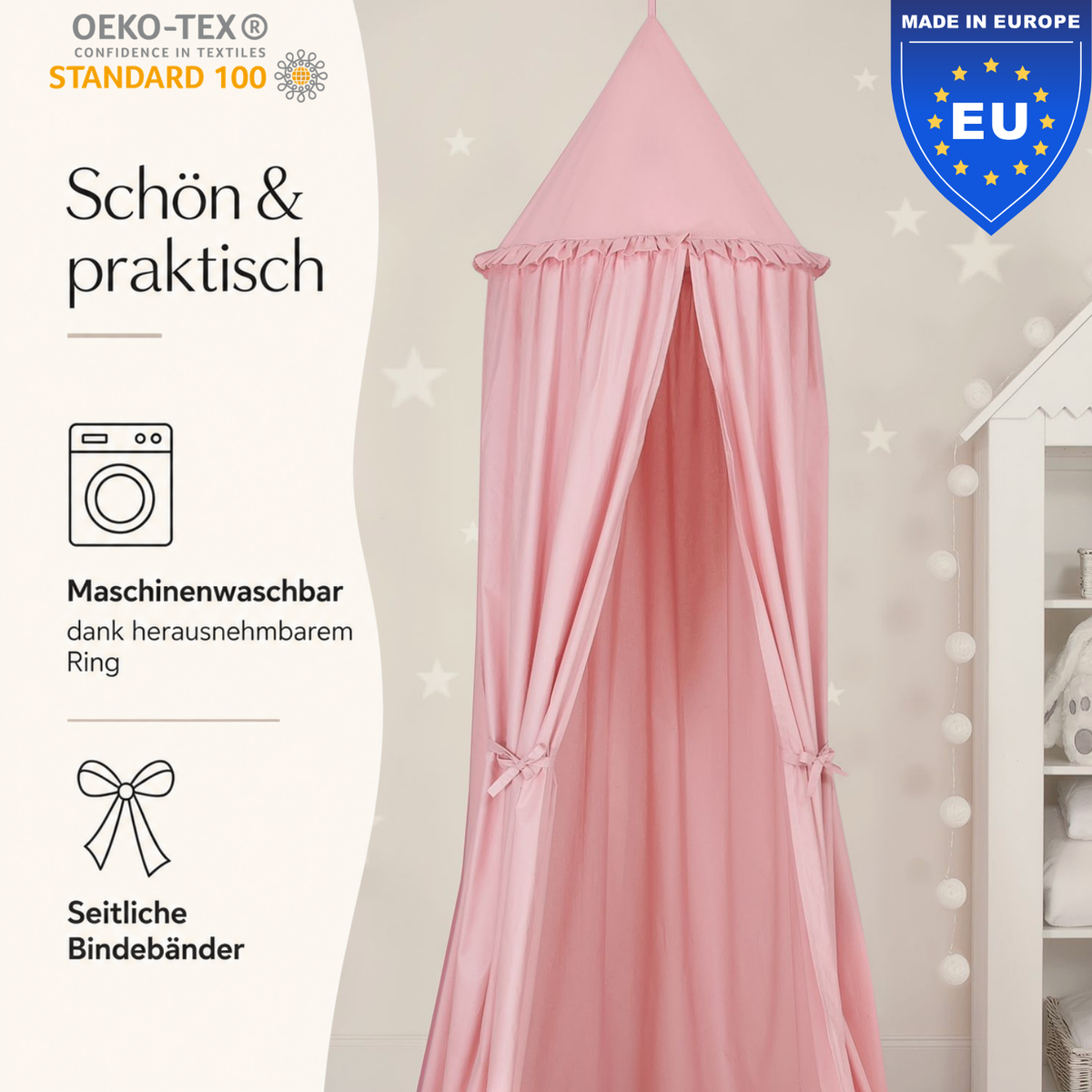 Kinderzimmer Baldachin 260cm – 100% Baumwolle