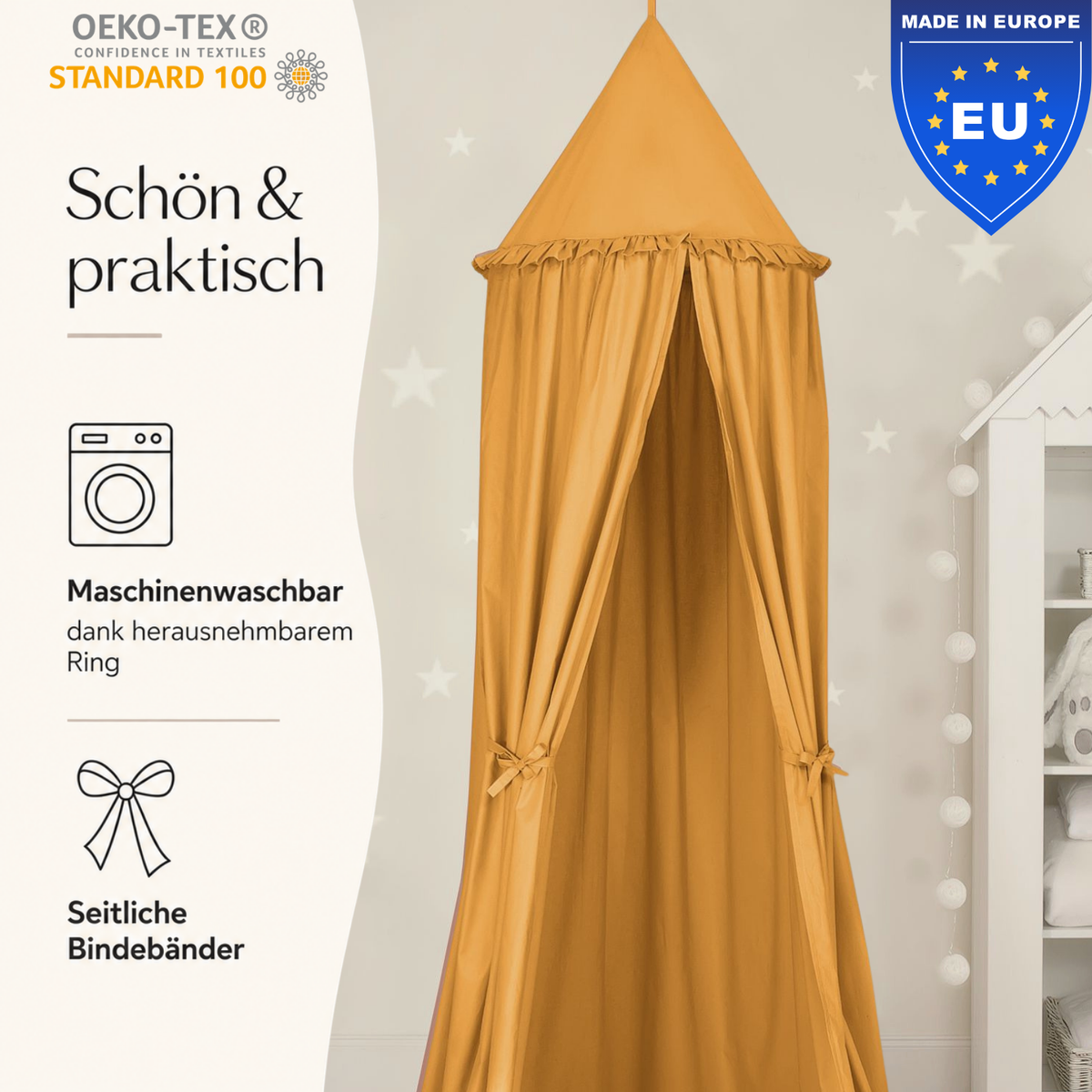 Kinderzimmer Baldachin 260cm – 100% Baumwolle