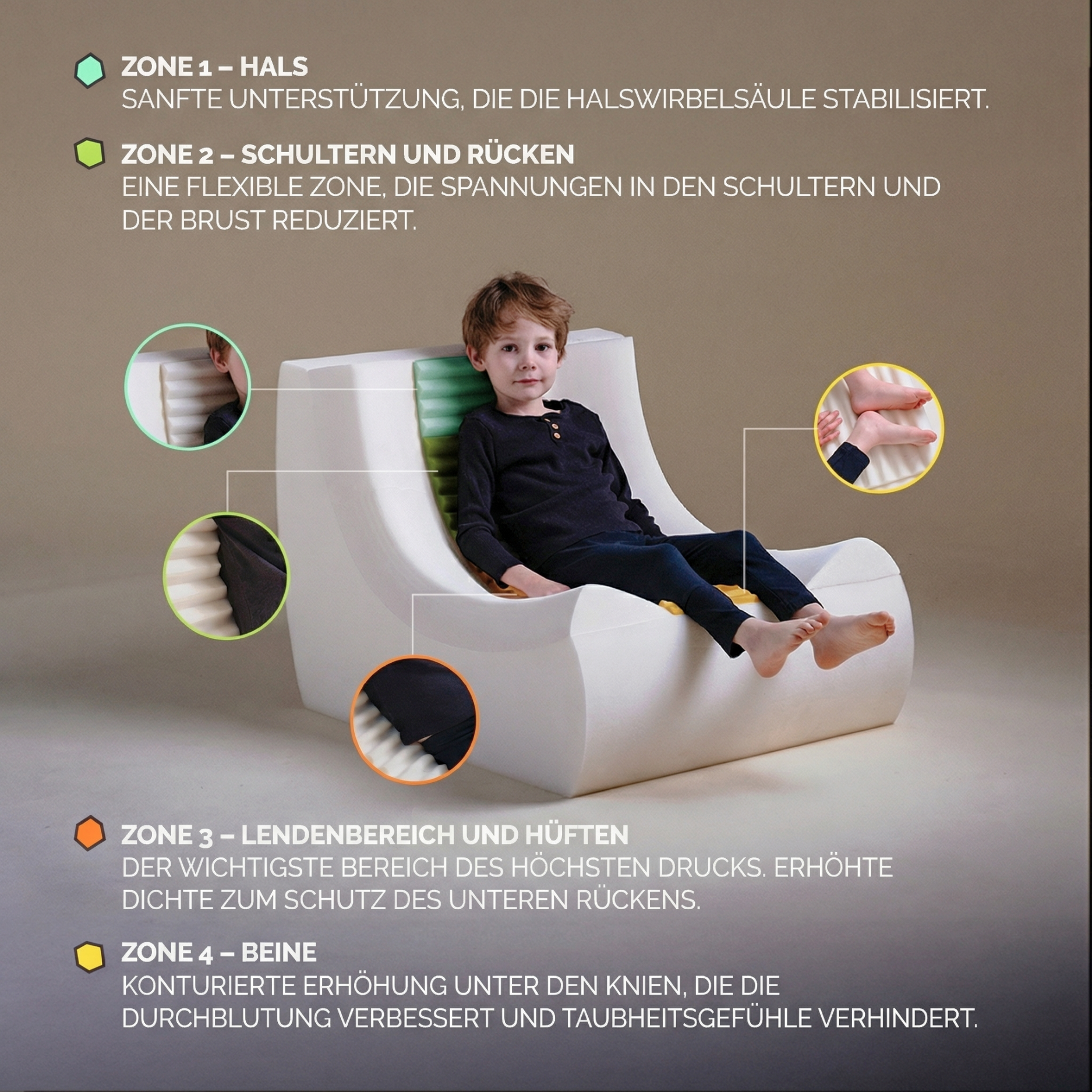 "Fluffy Mooni" Ergonomischer Lounge-Sessel mit 4-Zonen-System