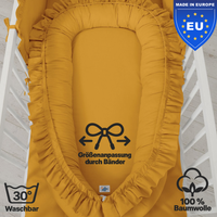 wendbares Babynest mit Rüschen - 100% Baumwolle
