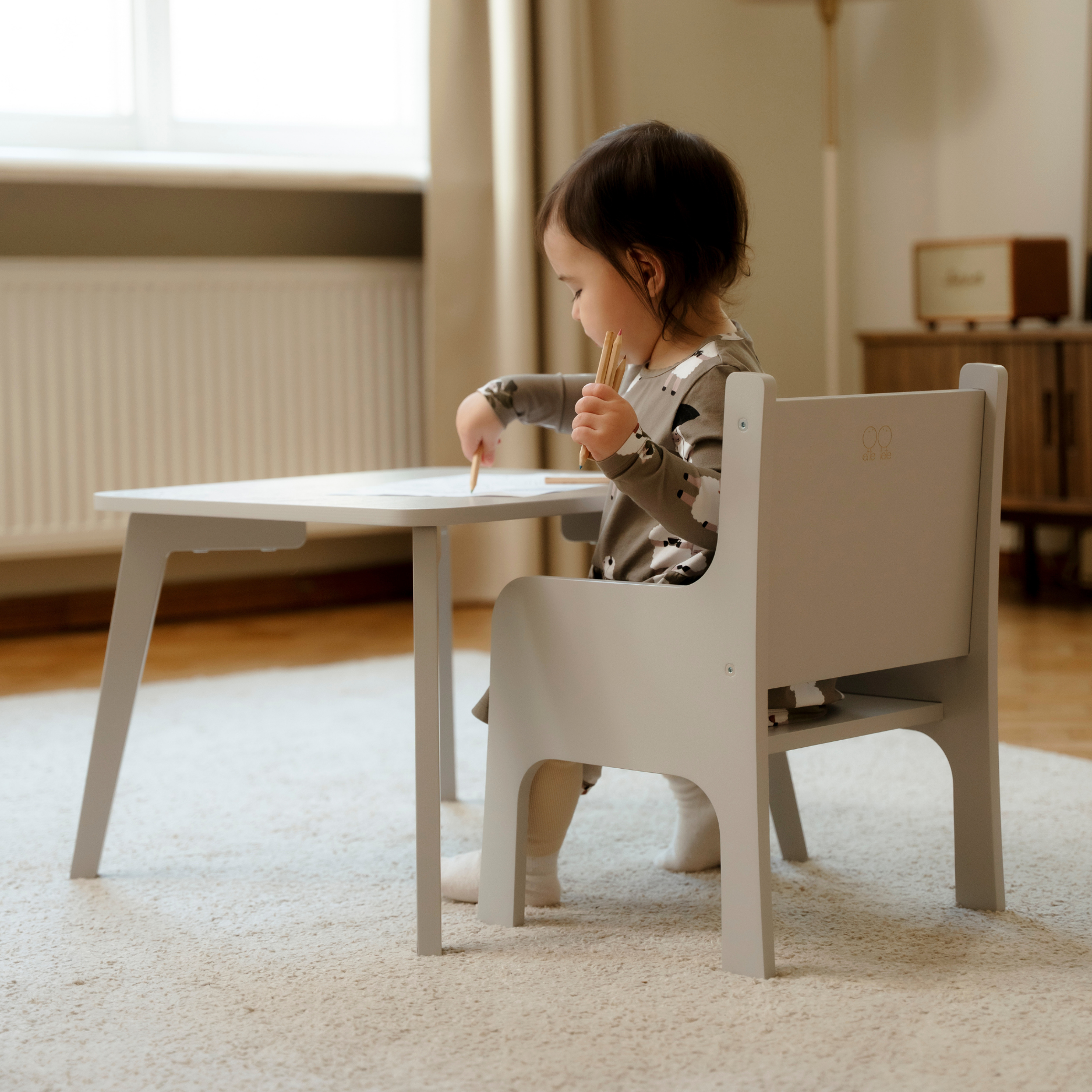 Tulla® Kinderstuhl – 3fach höhenverstellbarer Montessori Stuhl aus Holz
