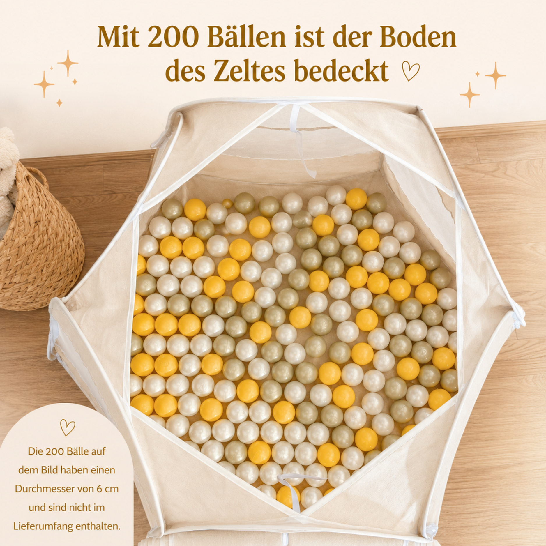 Pop-Up Bällebad-Spielzelt aus Baumwolle/Hanf – Lionherz