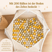 Pop-Up Bällebad-Spielzelt aus Baumwolle/Hanf