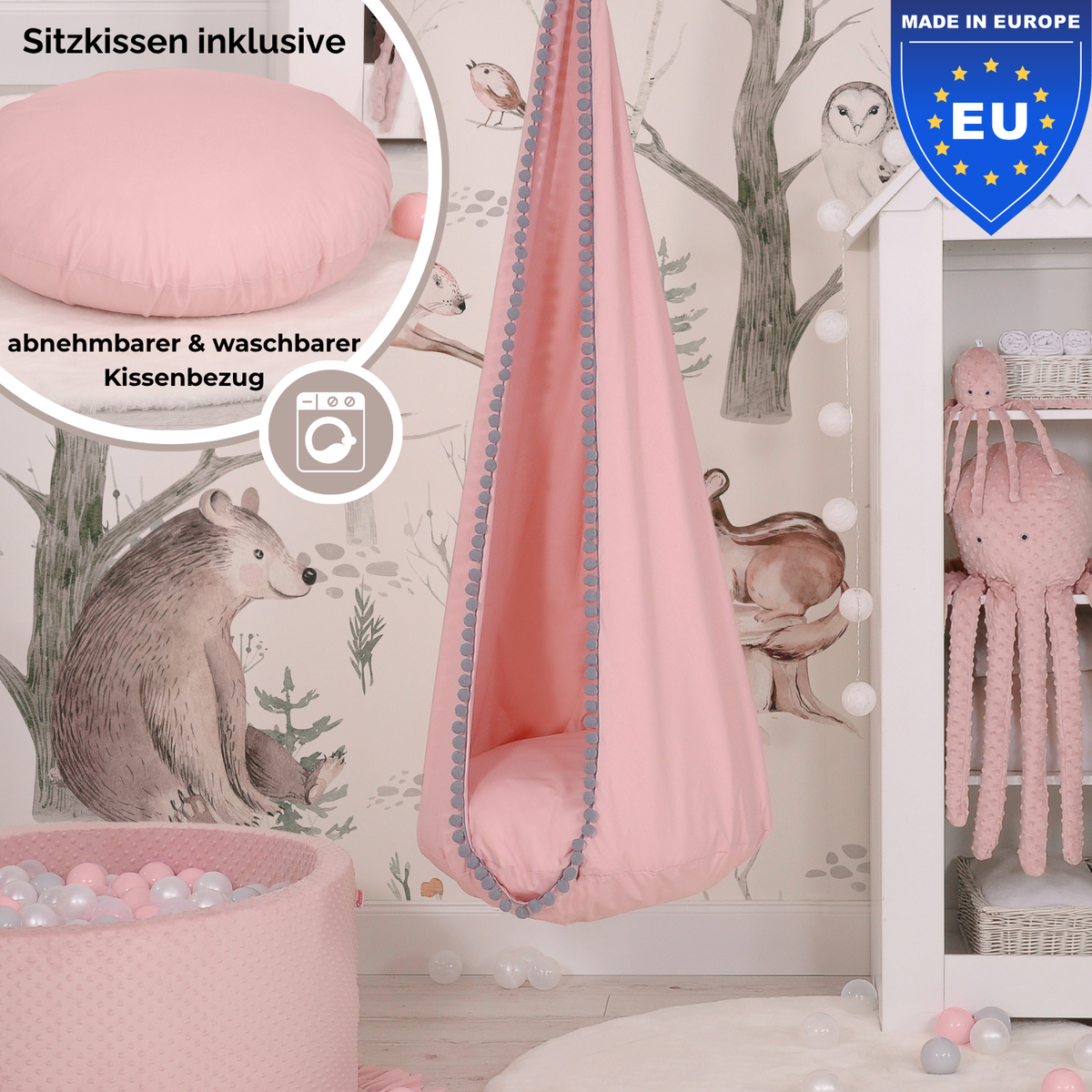 Cocoon Swing – Hängeschaukel aus Baumwolle mit Sitzkissen