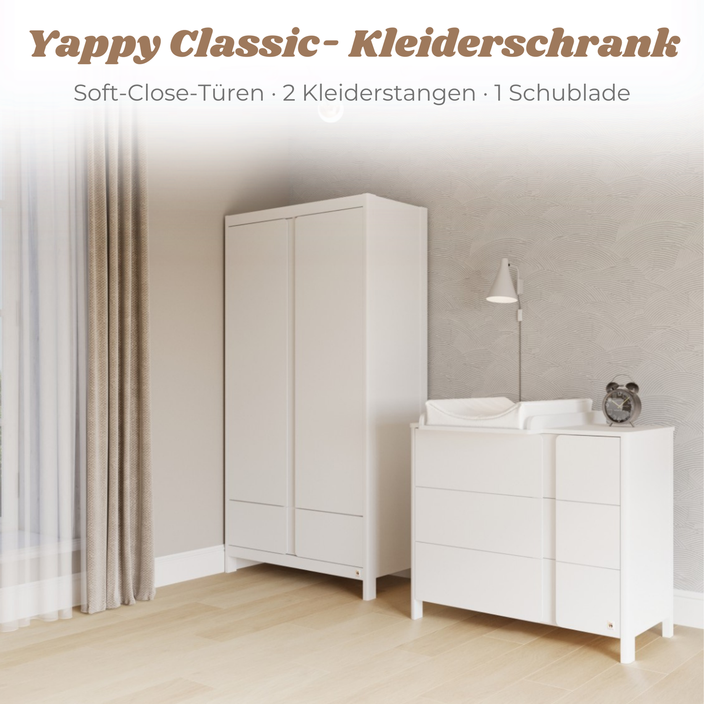 Yappy Classic Kleiderschrank – 2türig mit Schublade
