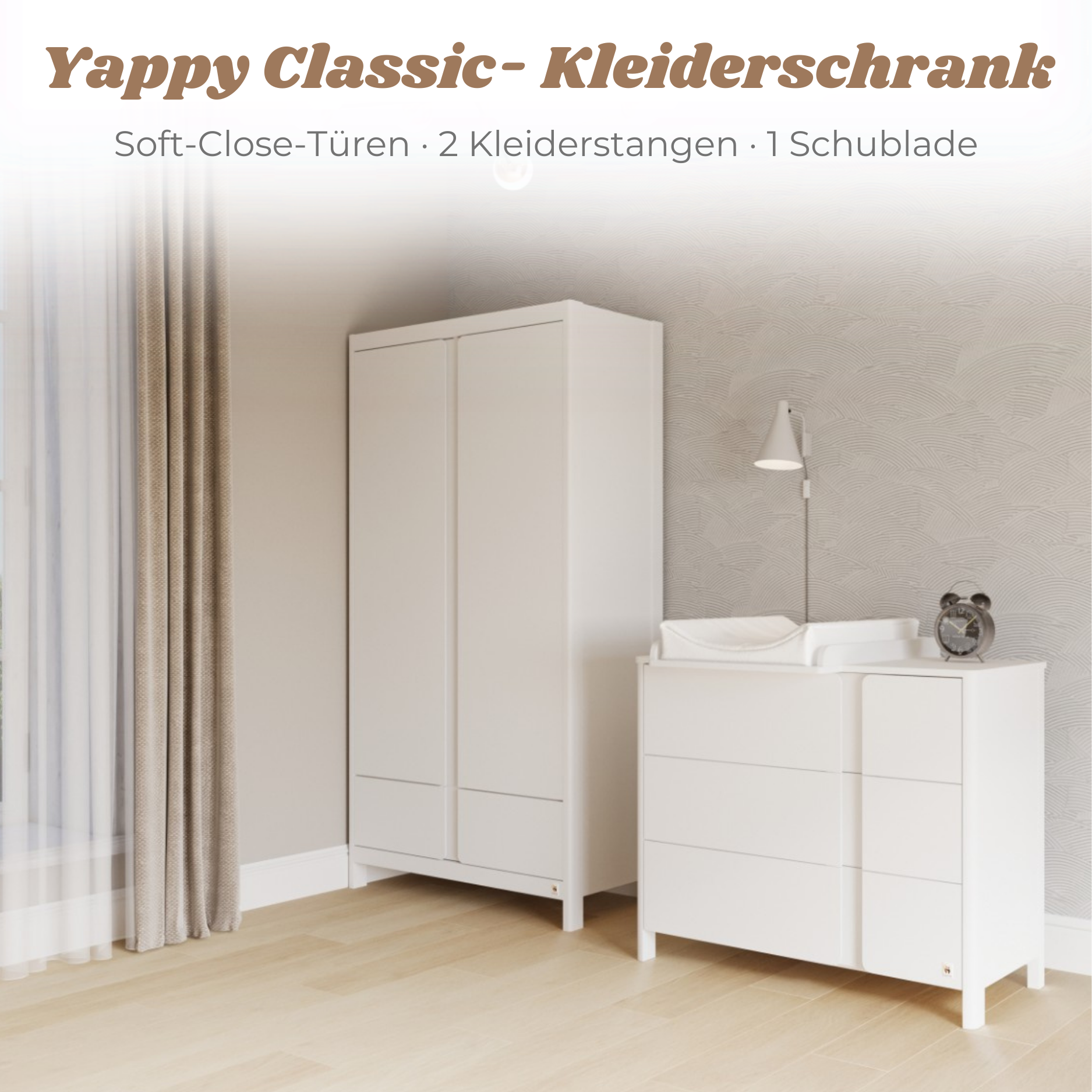 Yappy Classic Kleiderschrank – 2türig mit Schublade
