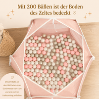 Pop-Up Bällebad-Spielzelt aus Baumwolle/Hanf