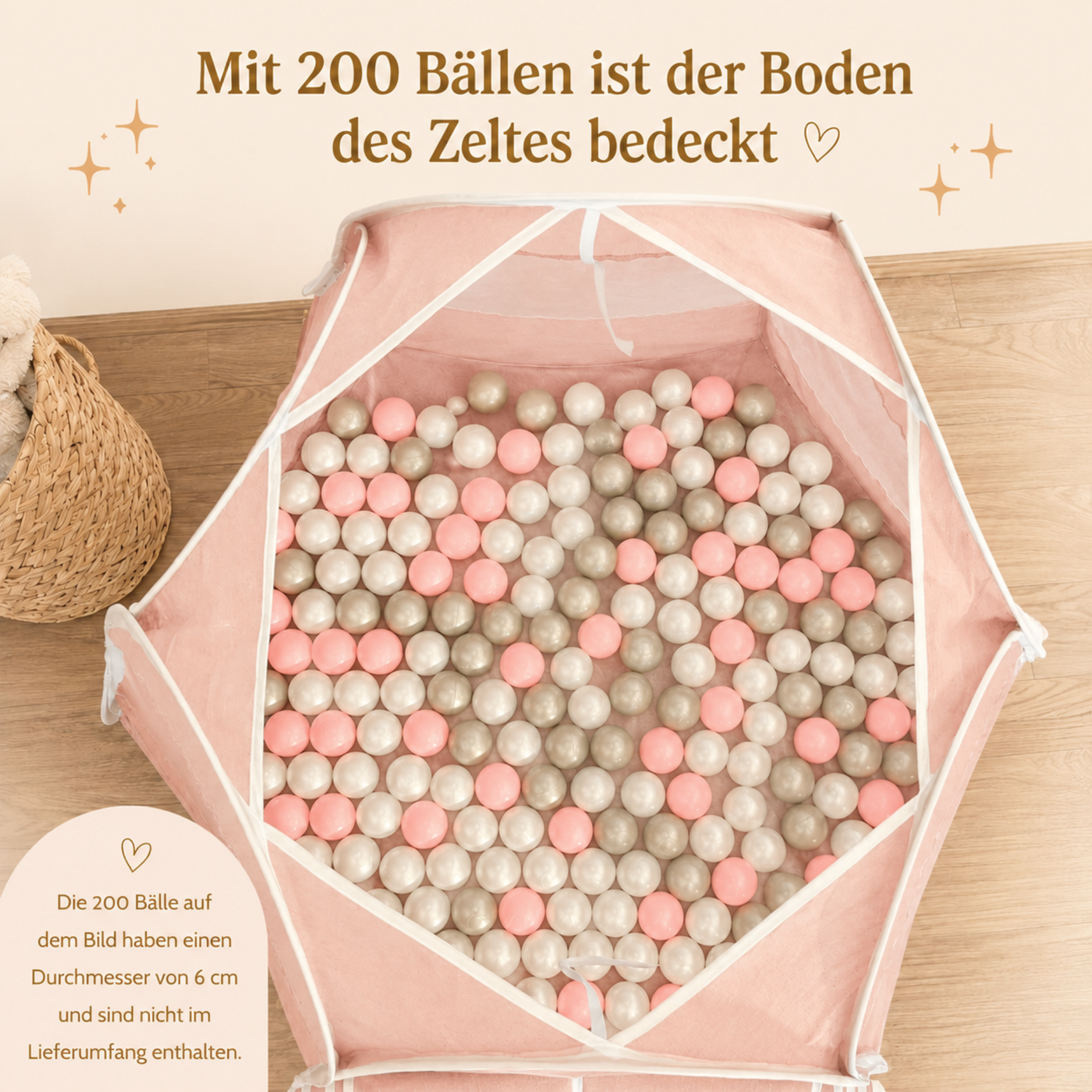 Pop-Up Bällebad-Spielzelt aus Baumwolle/Hanf