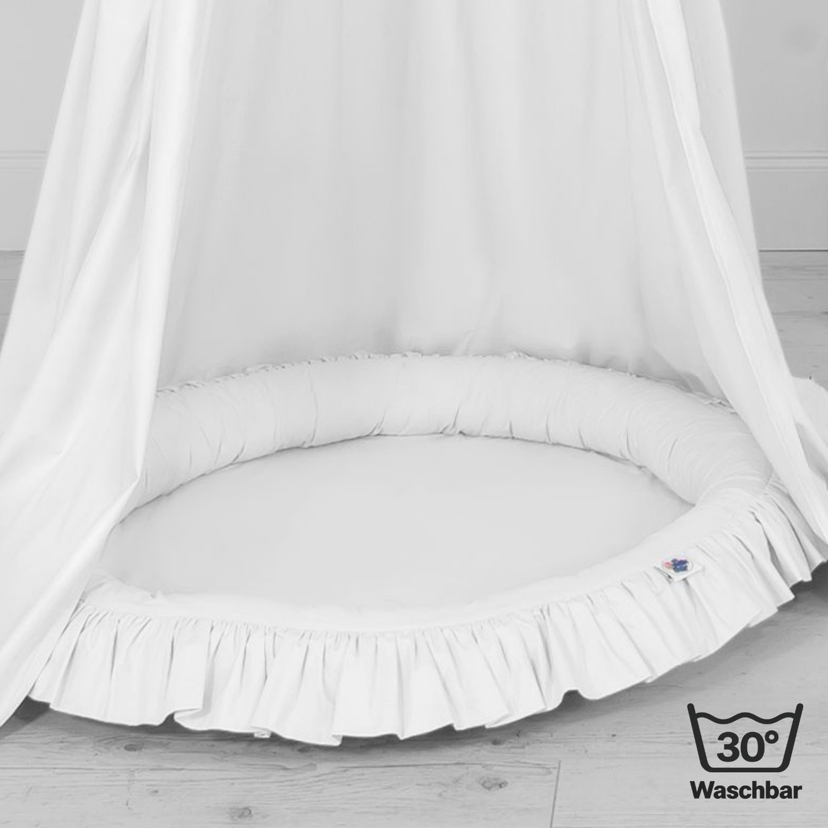 runde Nestmatte mit Rüschen – 100% Baumwolle