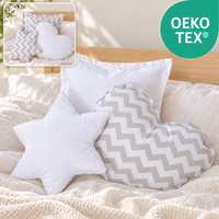 Wendekuschelkissen 3er-Set – Herz, Stern & Quadrat aus 100 % Baumwolle