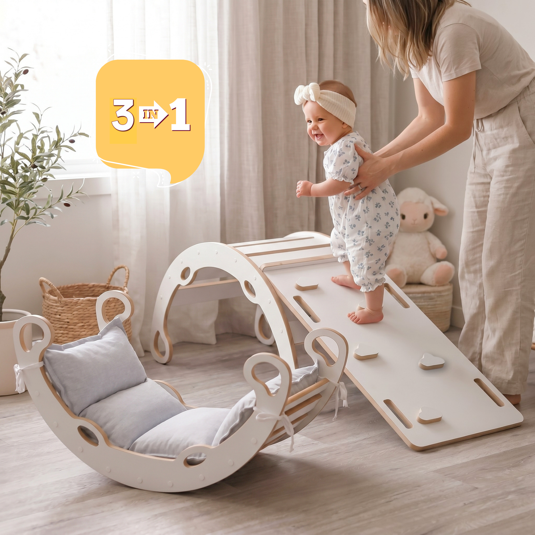"Mini Rocker" 3in1, Wippe, Kletterbogen & Rutsche 75x39x40cm