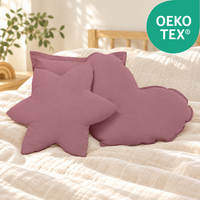 einfärbige Kuschelkissen 3er-Set – Herz, Stern & Quadrat aus 100 % Baumwolle