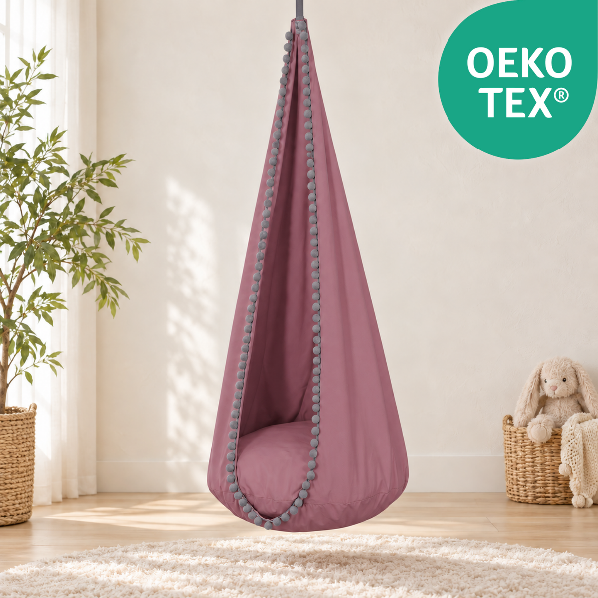 Cocoon Swing – Hängeschaukel aus Baumwolle mit Sitzkissen