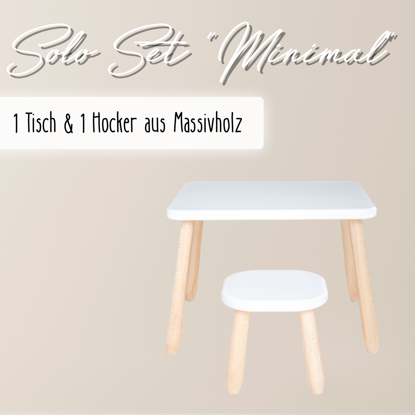 Solo Set "Minimal" – Kindertisch & Hocker aus massivem Buchenholz