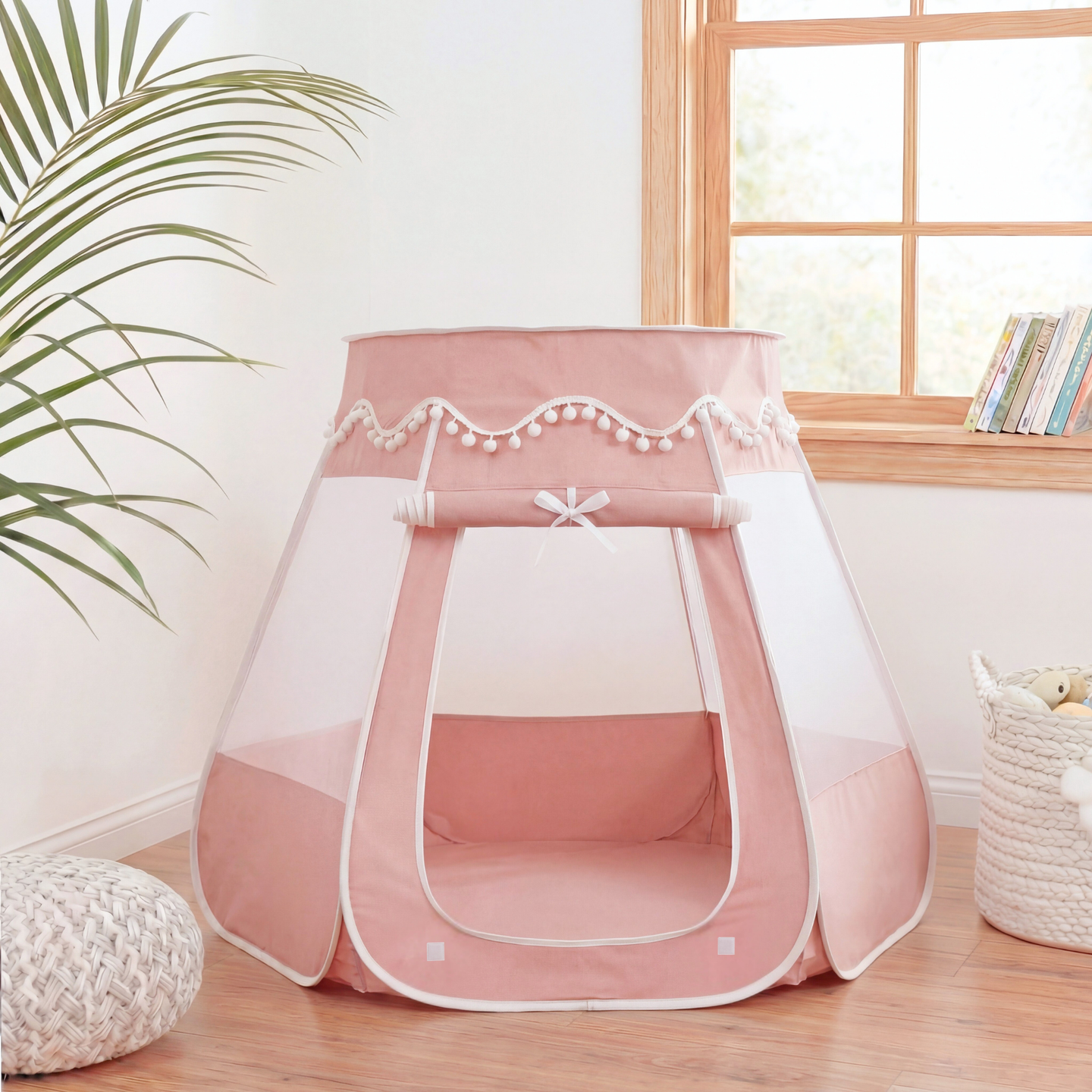 Pop-Up Bällebad-Spielzelt aus Baumwolle/Hanf