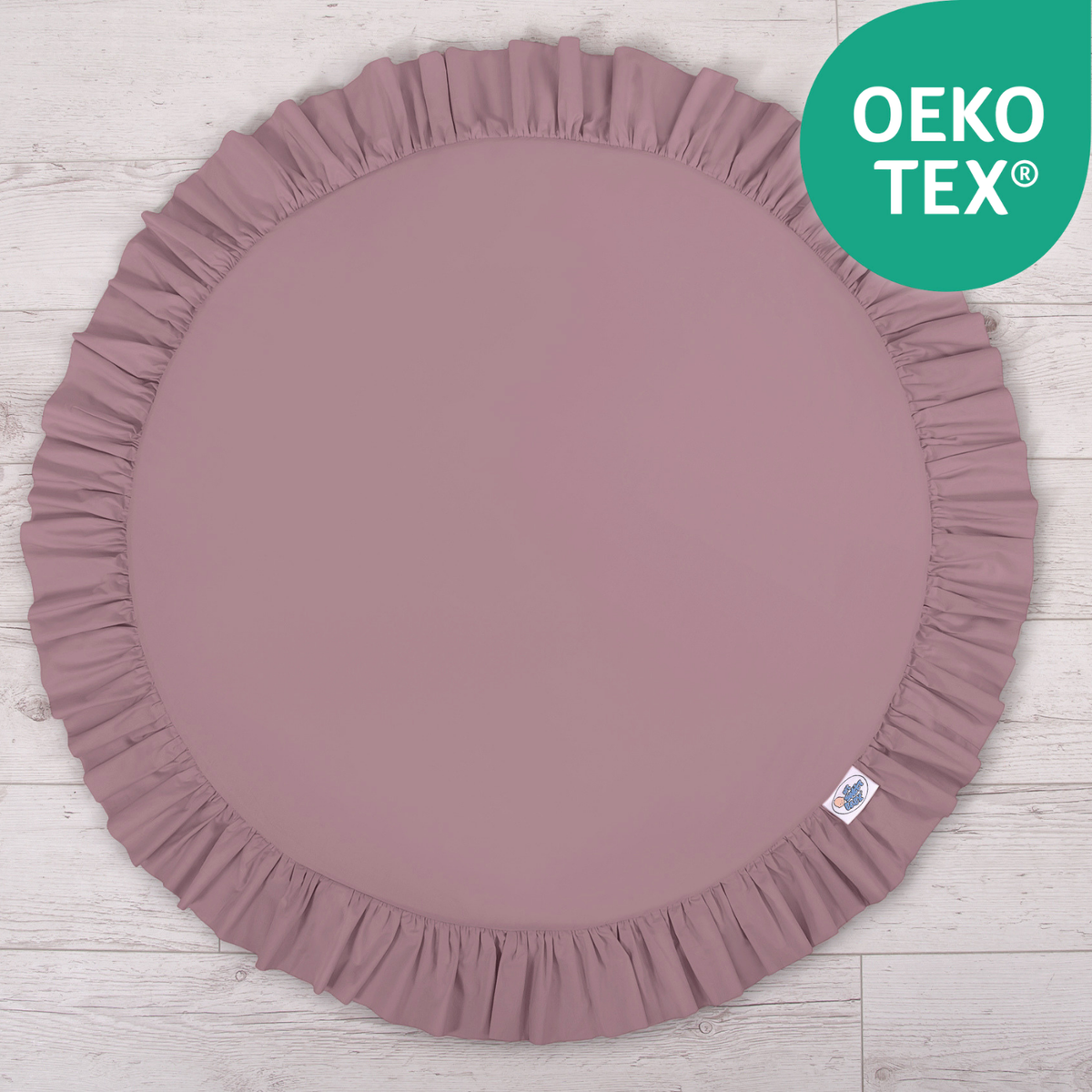 Runde Spielmatte mit Rüschen 100cm – 100 % Baumwolle