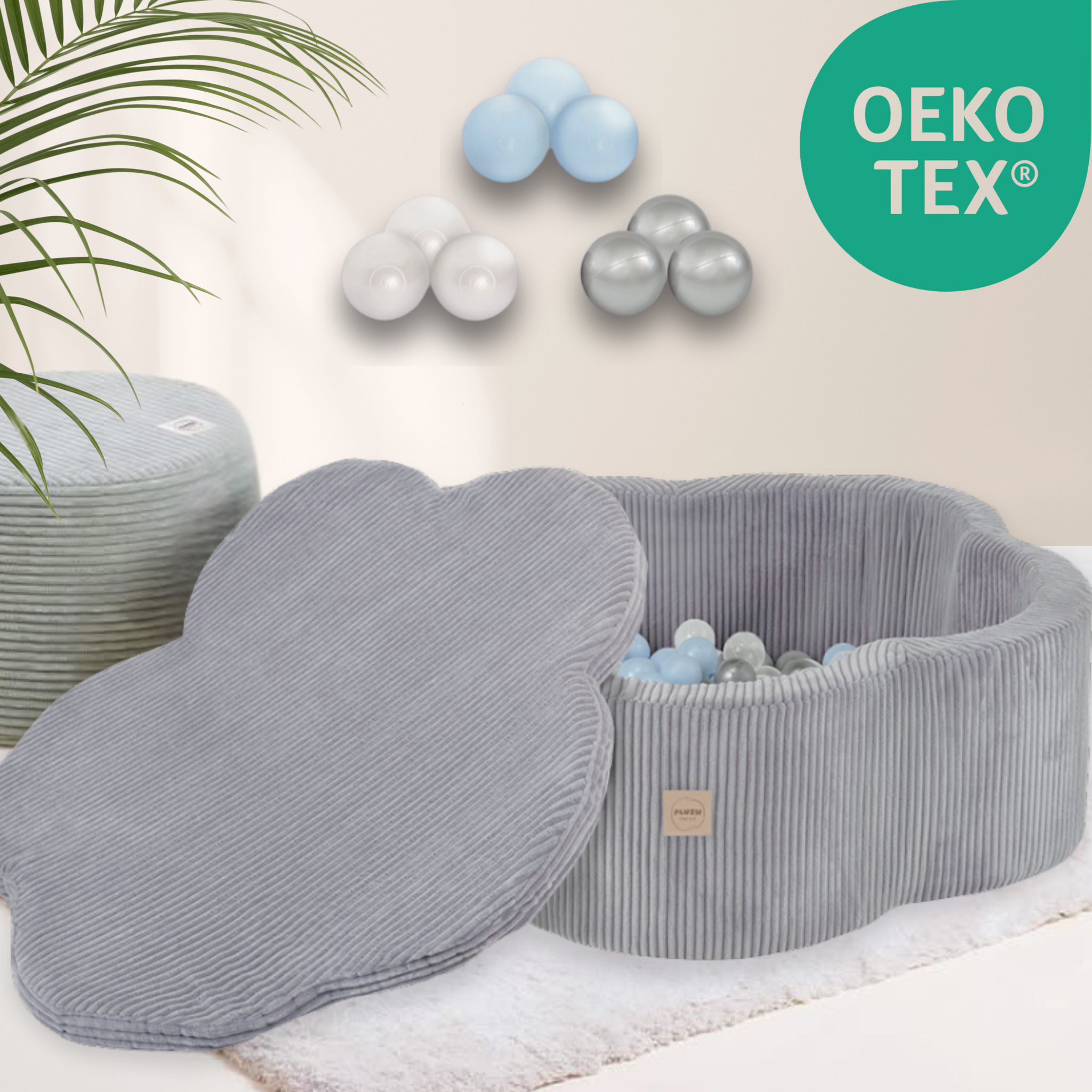 "Bloomy Pool Set" Bällebad 95x30cm, mit 200 Bällen & Matte/Deckel