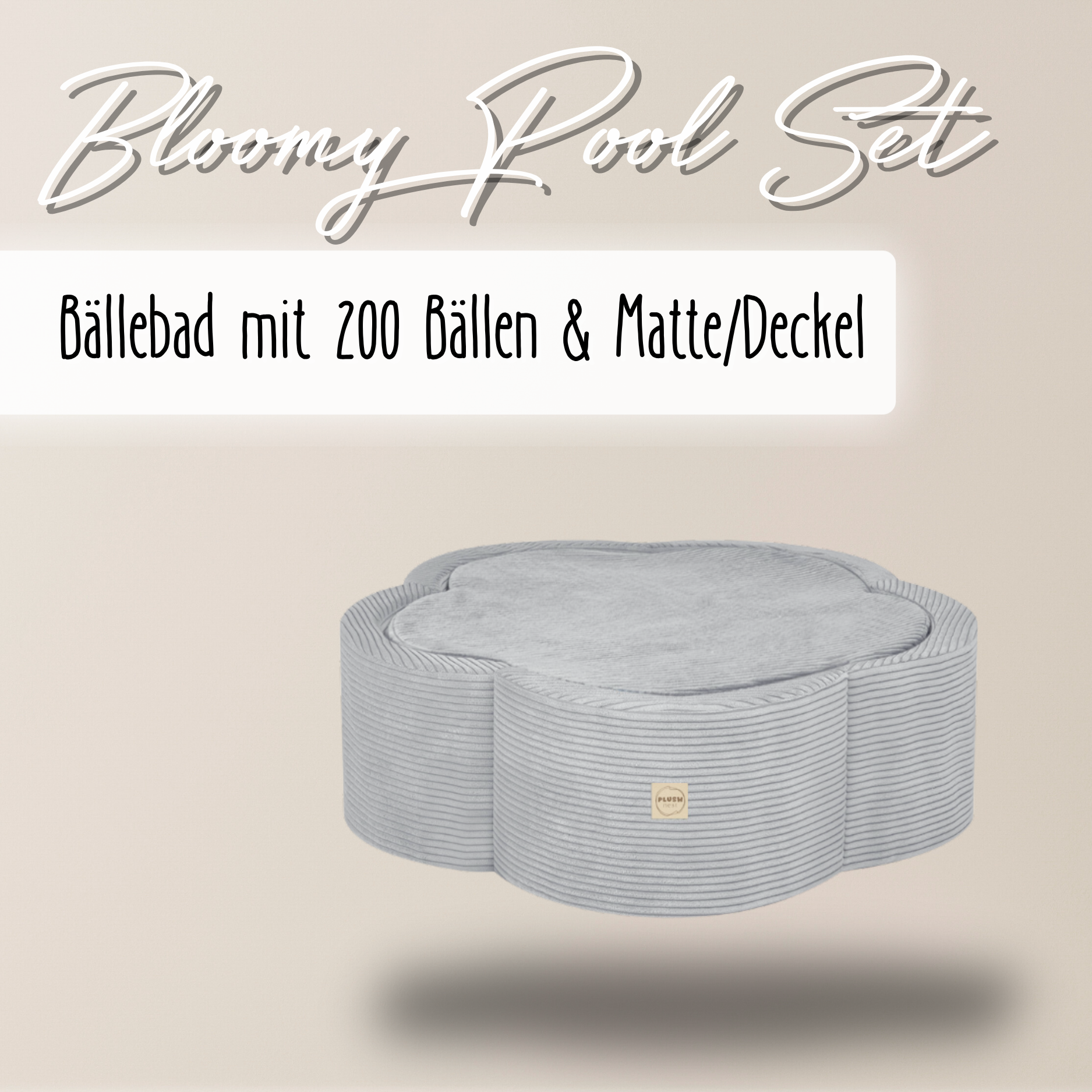 "Bloomy Pool Set" Bällebad 95x30cm, mit 200 Bällen & Matte/Deckel