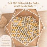 Pop-Up Bällebad-Spielzelt aus Baumwolle/Hanf