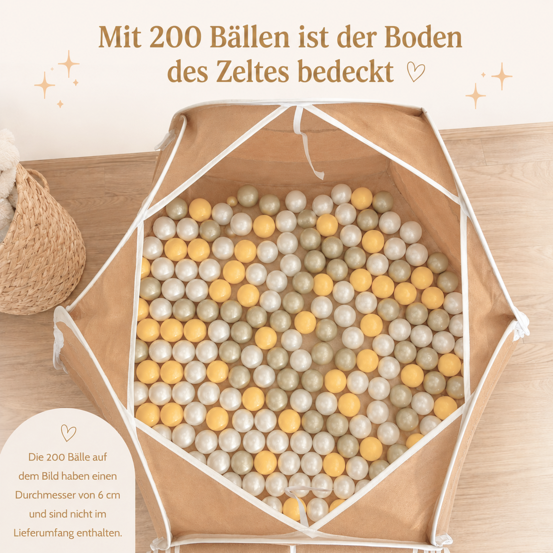 Pop-Up Bällebad-Spielzelt aus Baumwolle/Hanf