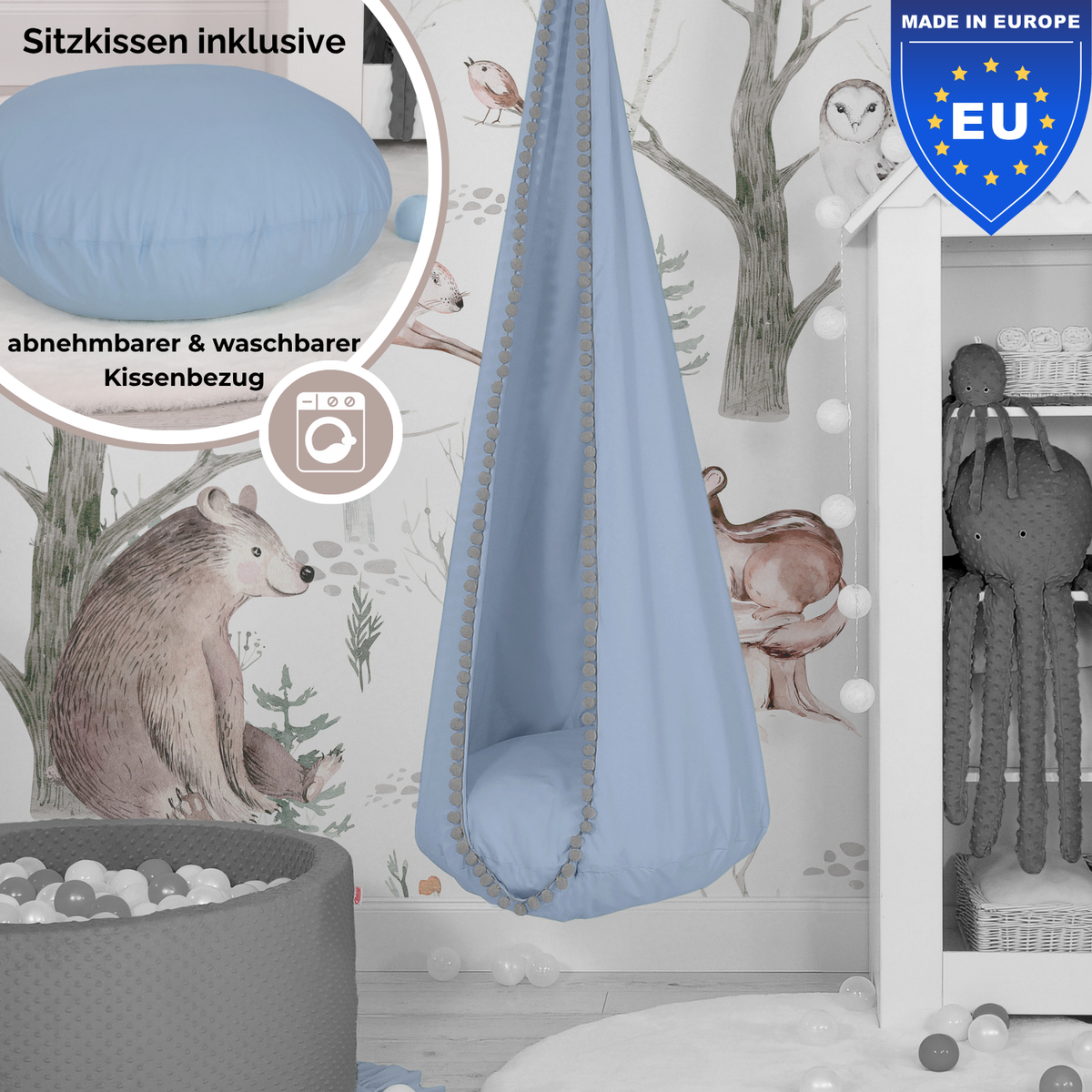 Cocoon Swing – Hängeschaukel aus Baumwolle mit Sitzkissen
