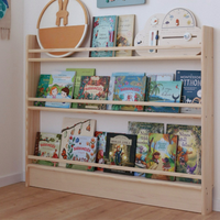 Breites Montessori Bücherregal – aus massivem Kiefernholz 120×92×12 cm
