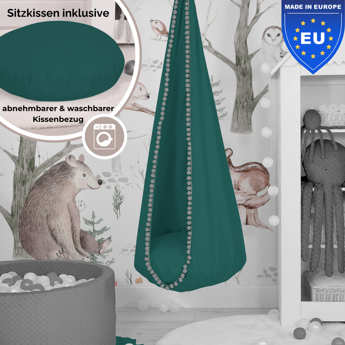 Cocoon Swing – Hängeschaukel aus Baumwolle mit Sitzkissen