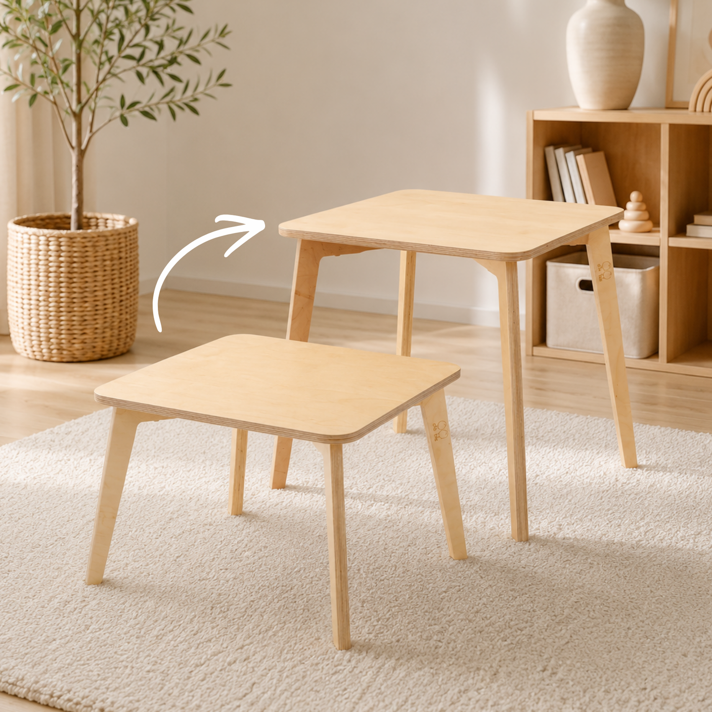 Tulla® Kindertisch – Mitwachsender Montessori Tisch aus Holz
