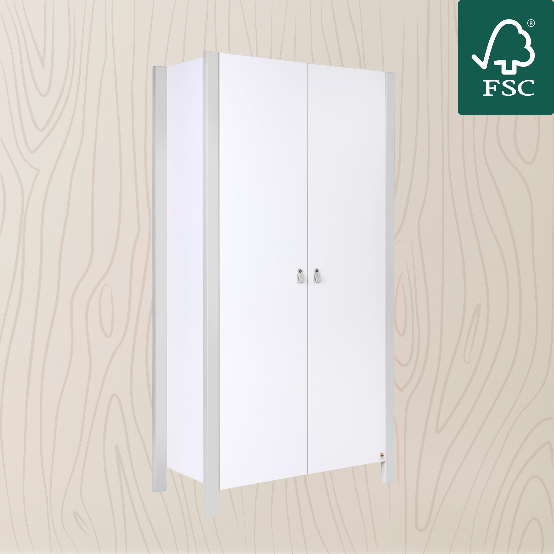 YappyÉtude Design Kleiderschrank – 2türig mit Schubladen