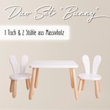 Duo Set "Bunny" – Kindertisch & 2 Stühle aus massivem Buchenholz