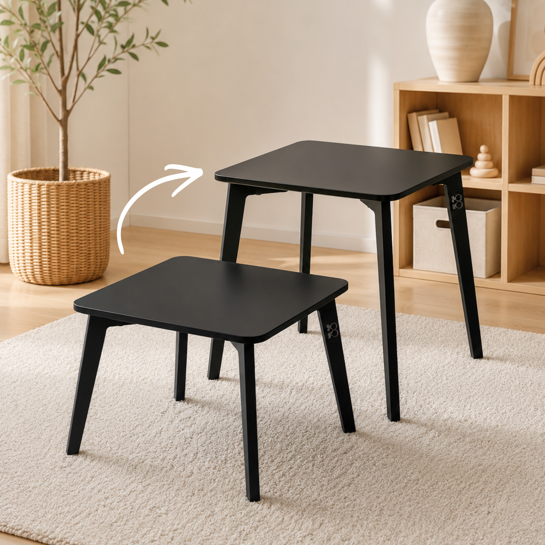 Tulla® Kindertisch – Mitwachsender Montessori Tisch aus Holz