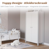 YappyÉtude Design Kleiderschrank – 2türig mit Schubladen