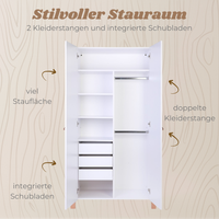 YappyÉtude Design Kleiderschrank – 2türig mit Schubladen