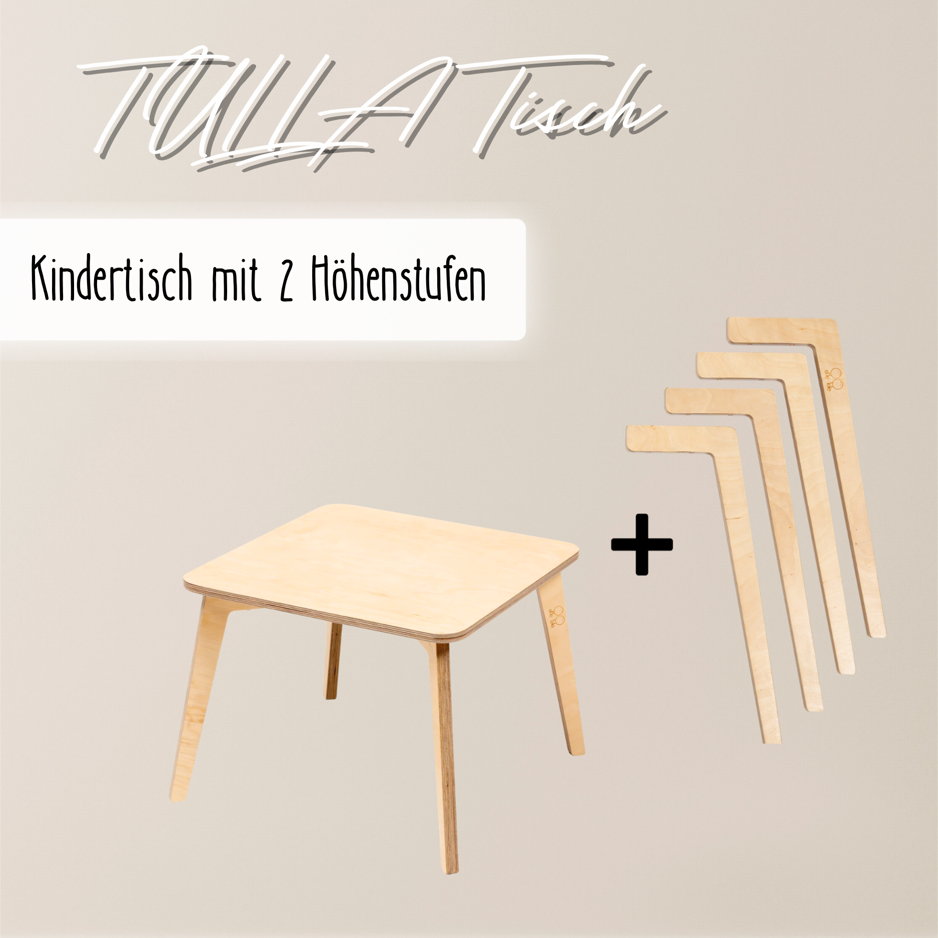 Tulla® Kindertisch – Mitwachsender Montessori Tisch aus Holz
