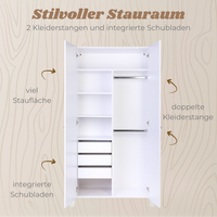 YappyÉtude Design Kleiderschrank – 2türig mit Schubladen