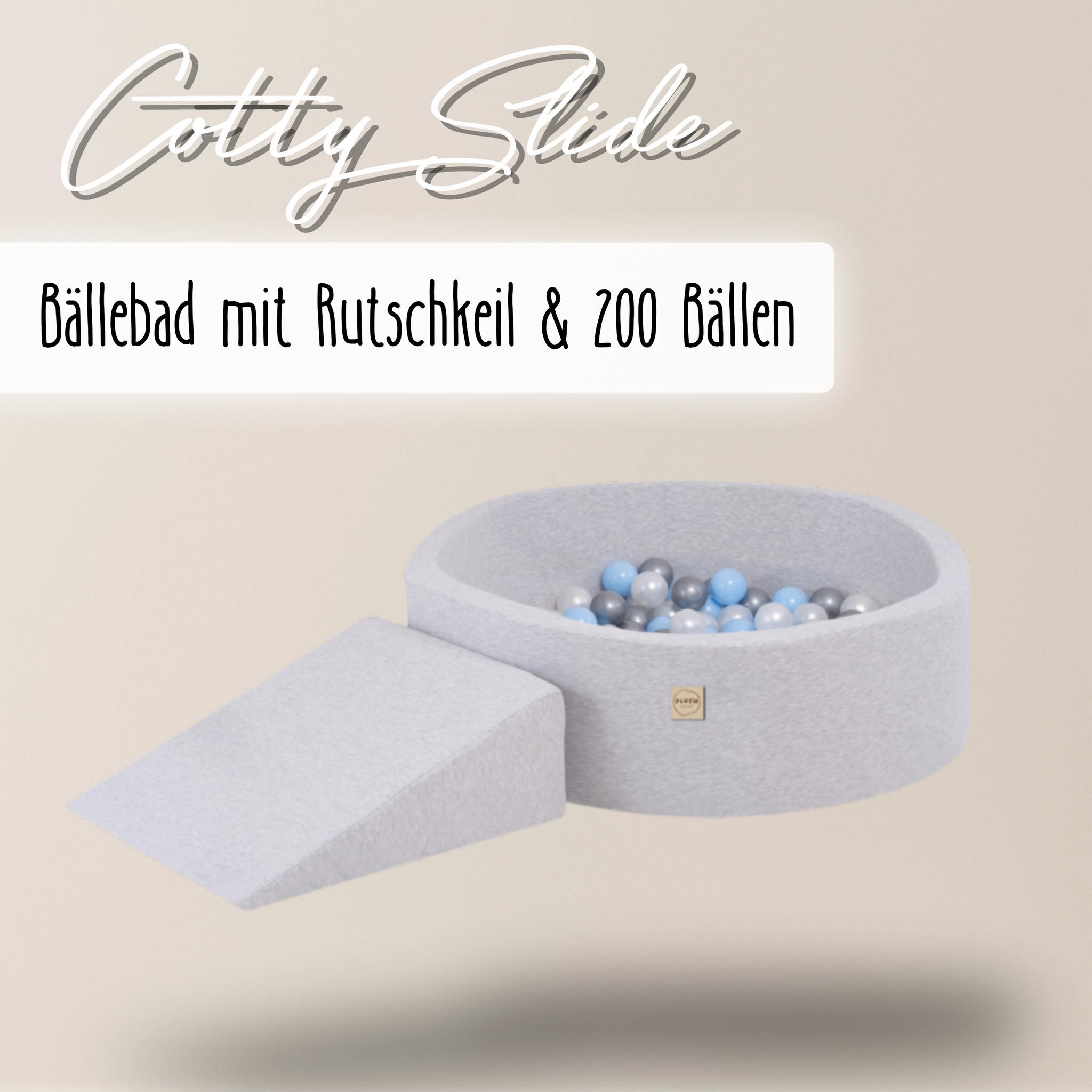 "Cotty Slide" Bällebad 90x30cm mit Rutschkeil & 200 Bällen