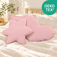 einfärbige Kuschelkissen 3er-Set – Herz, Stern & Quadrat aus 100 % Baumwolle