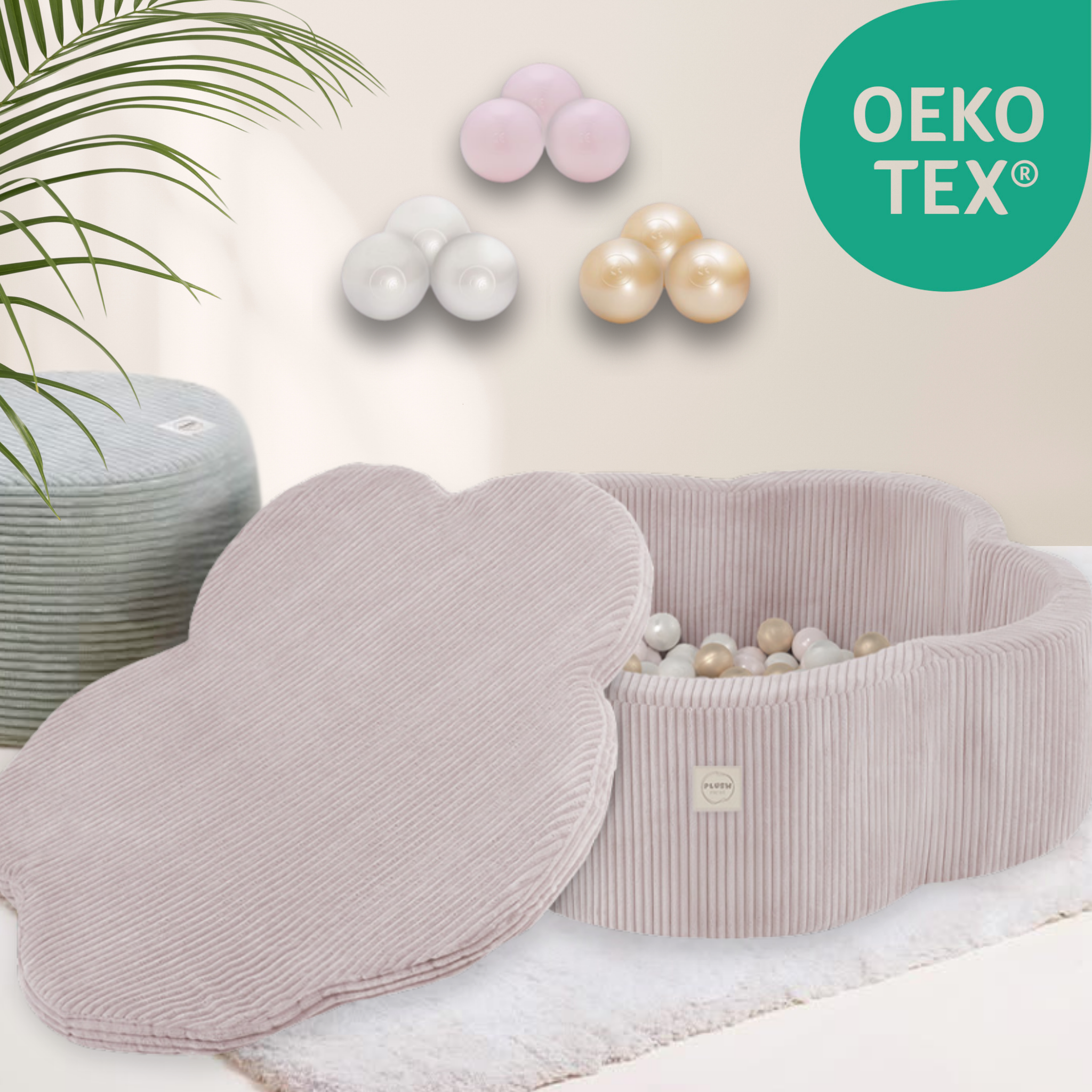 "Bloomy Pool Set" Bällebad 95x30cm, mit 200 Bällen & Matte/Deckel