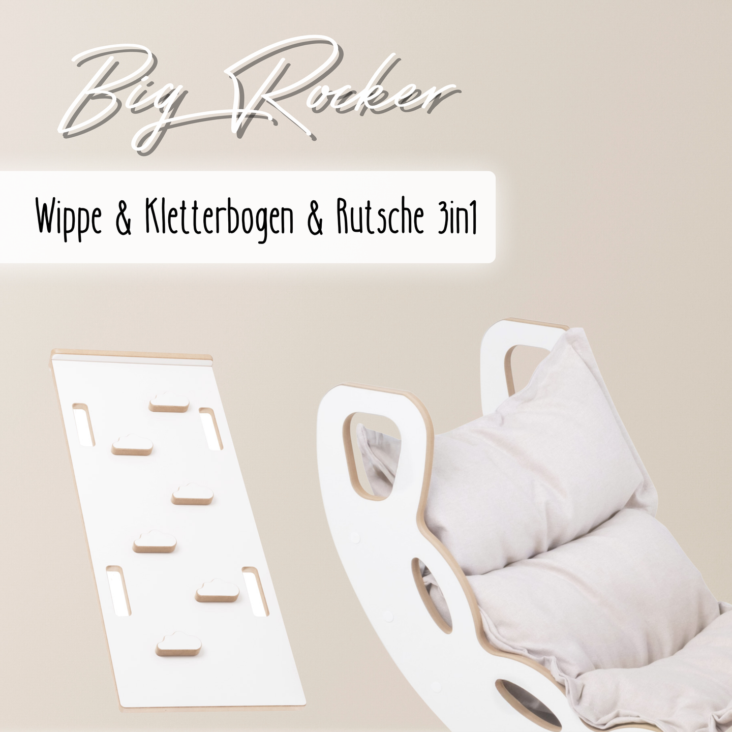 "Big Rocker" 3in1, Wippe, Kletterbogen & Rutsche 90x41x50 cm