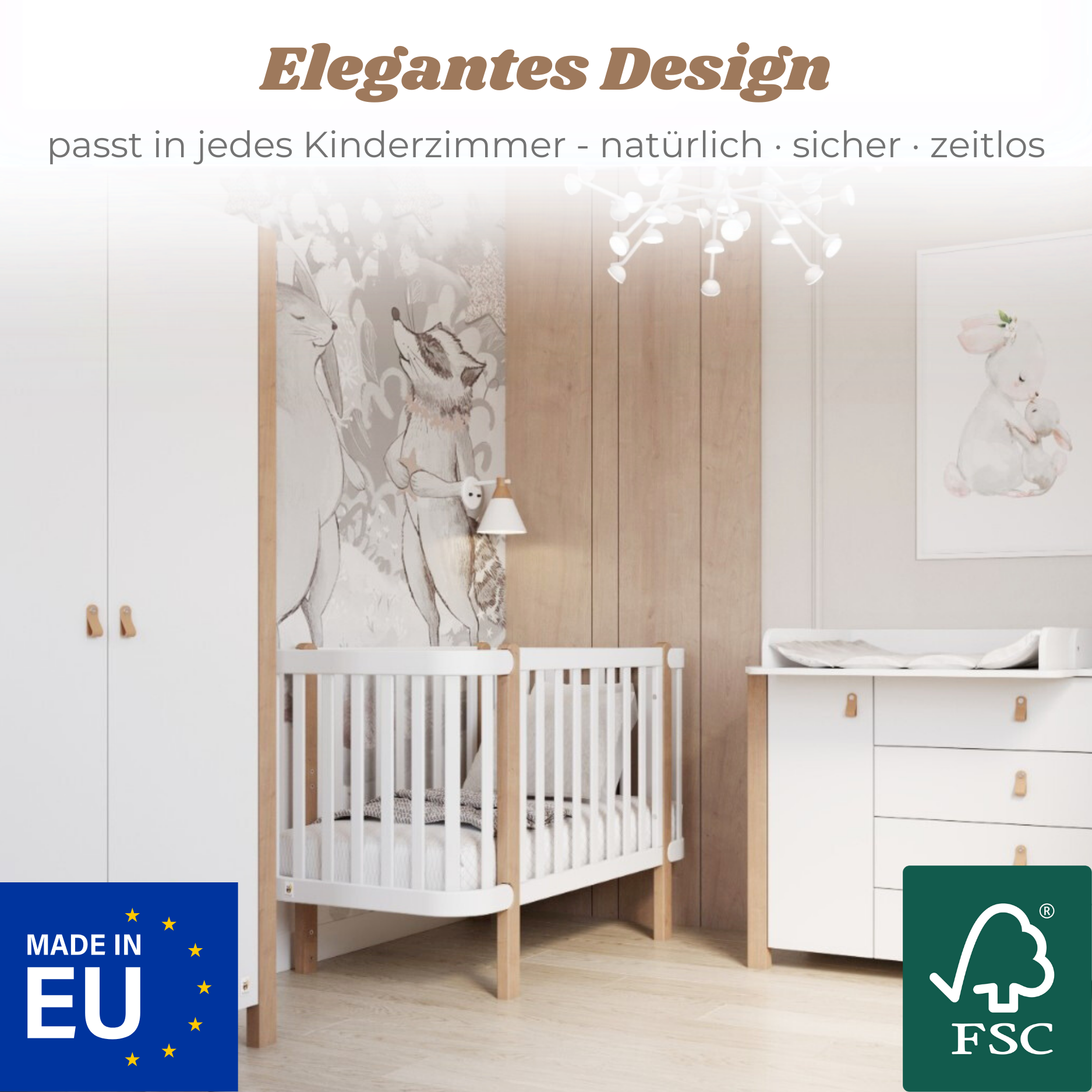 YappyÉtude Design Kleiderschrank – 2türig mit Schubladen