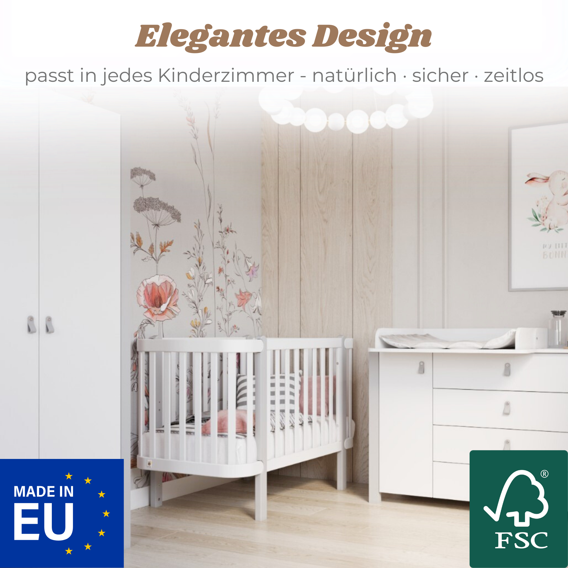 YappyÉtude Design Kleiderschrank – 2türig mit Schubladen