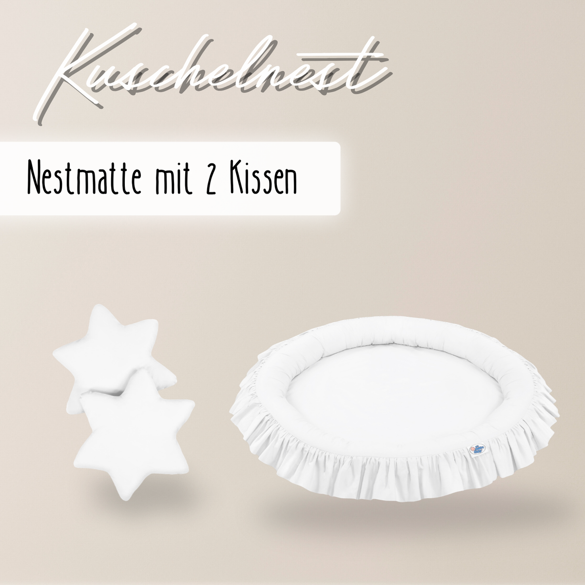 runde Nestmatte mit Rüschen – 100% Baumwolle