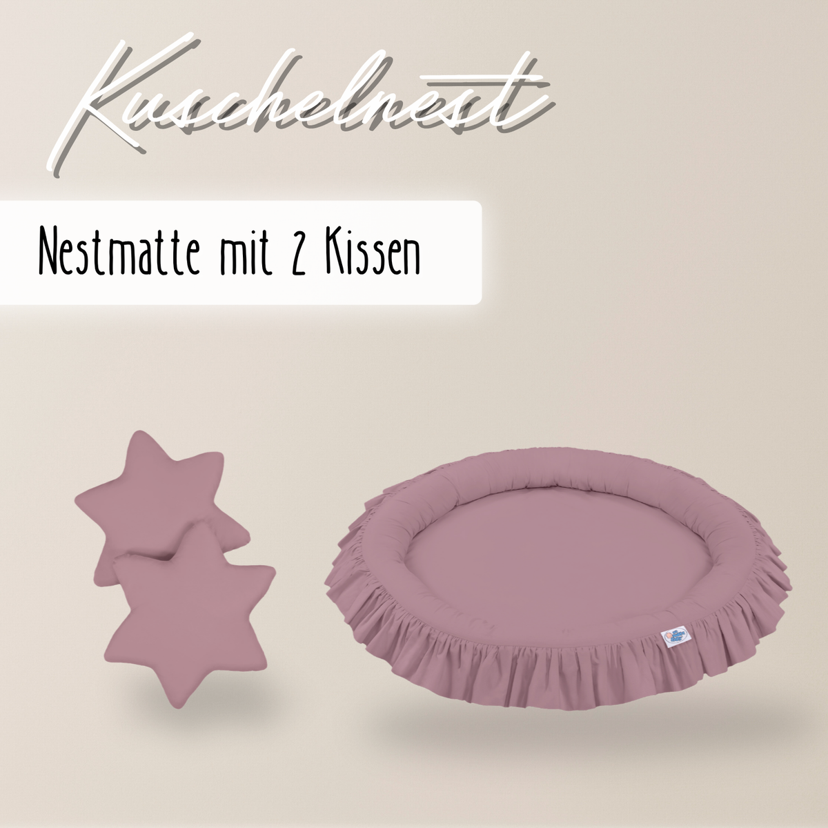 runde Nestmatte mit Rüschen – 100% Baumwolle
