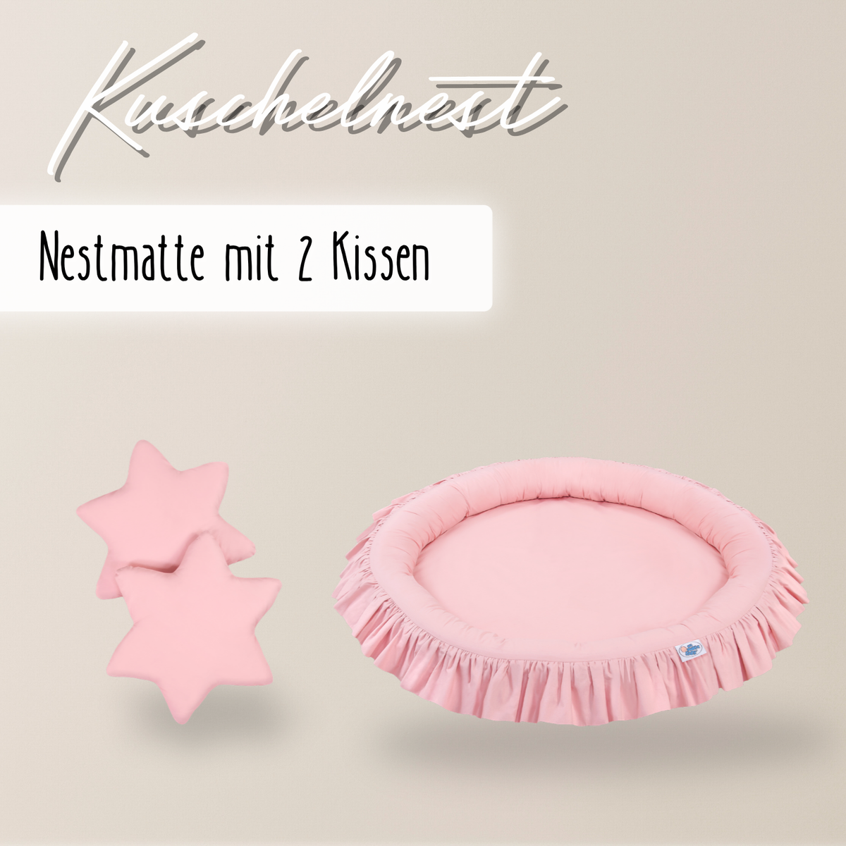 runde Nestmatte mit Rüschen – 100% Baumwolle