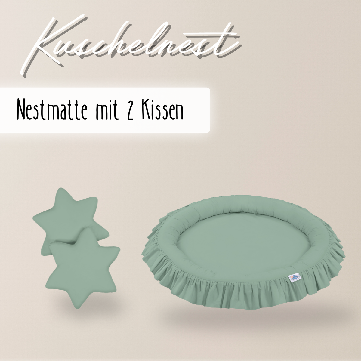 runde Nestmatte mit Rüschen – 100% Baumwolle