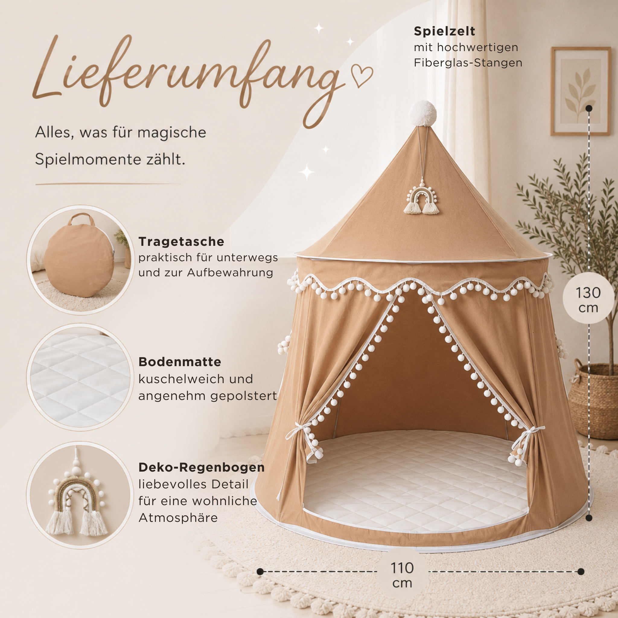 Play tent - breathable made of cotton &amp; hemp