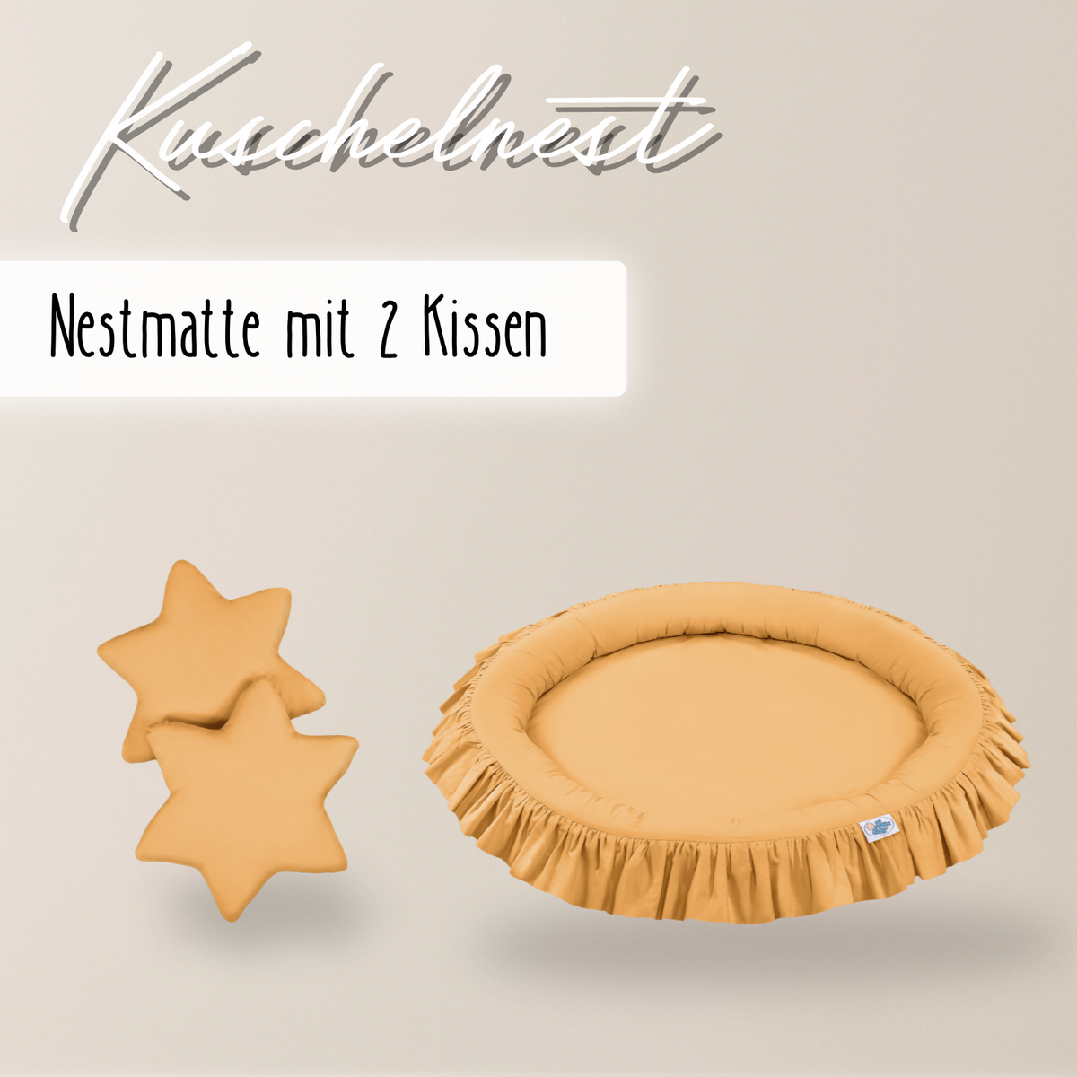 runde Nestmatte mit Rüschen – 100% Baumwolle