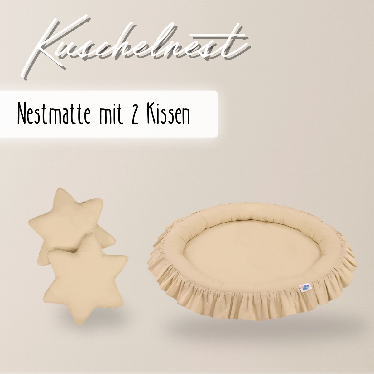 runde Nestmatte mit Rüschen – 100% Baumwolle