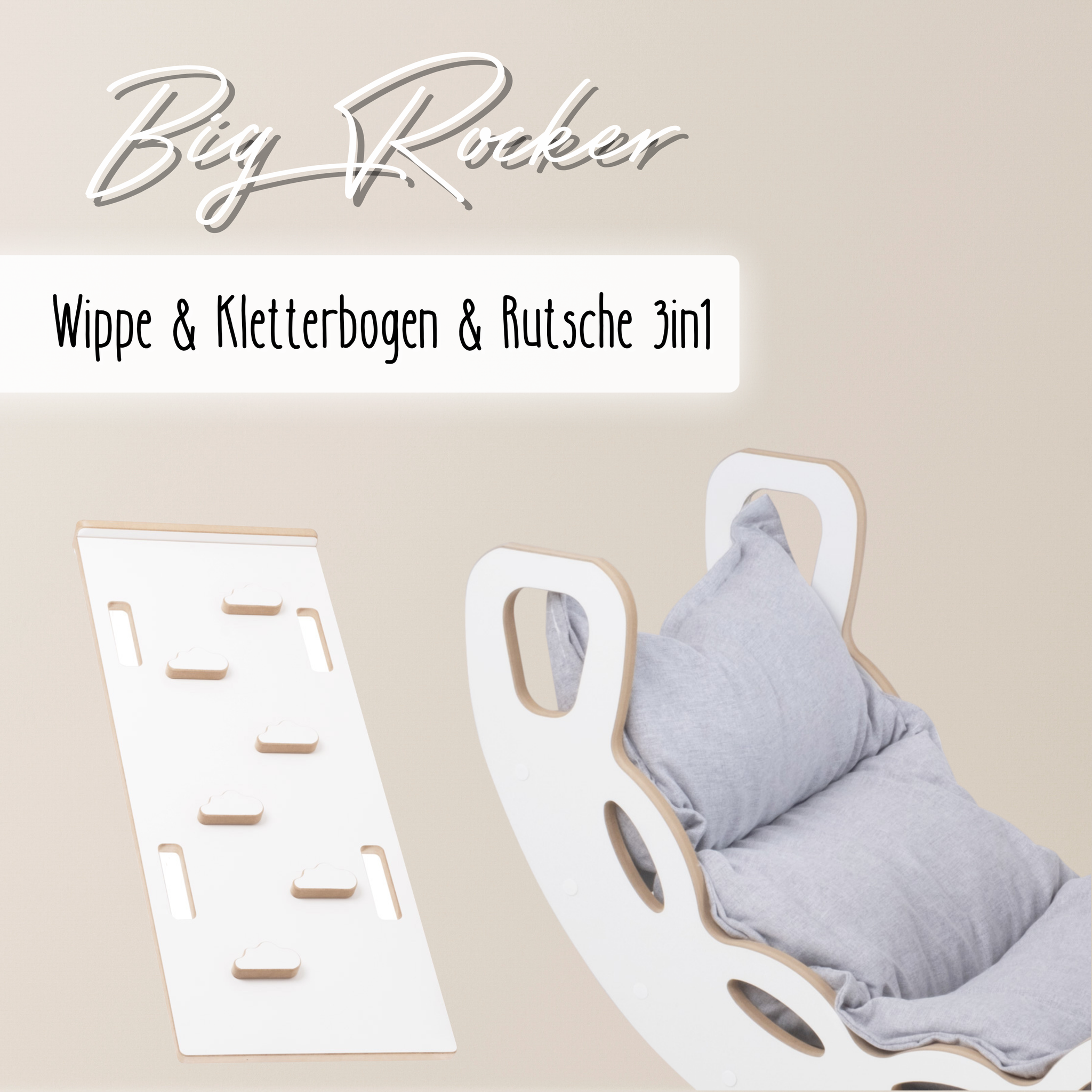 "Big Rocker" 3in1, Wippe, Kletterbogen & Rutsche 90x41x50 cm